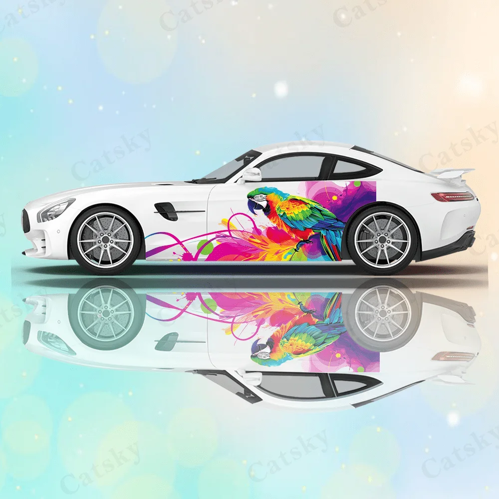 Colorful Parrot Splash Car Vinyl Wraps Decal Self-adhesive PVC Sticker Suitable for Trucks SUV Decoration Auto Accessories Gift