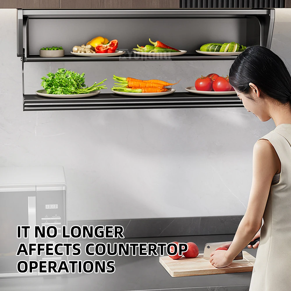 Kitchen cabinets Aluminum alloy Wall cabinet pull-out basket storage box Dish storage and seasoning cabinets
