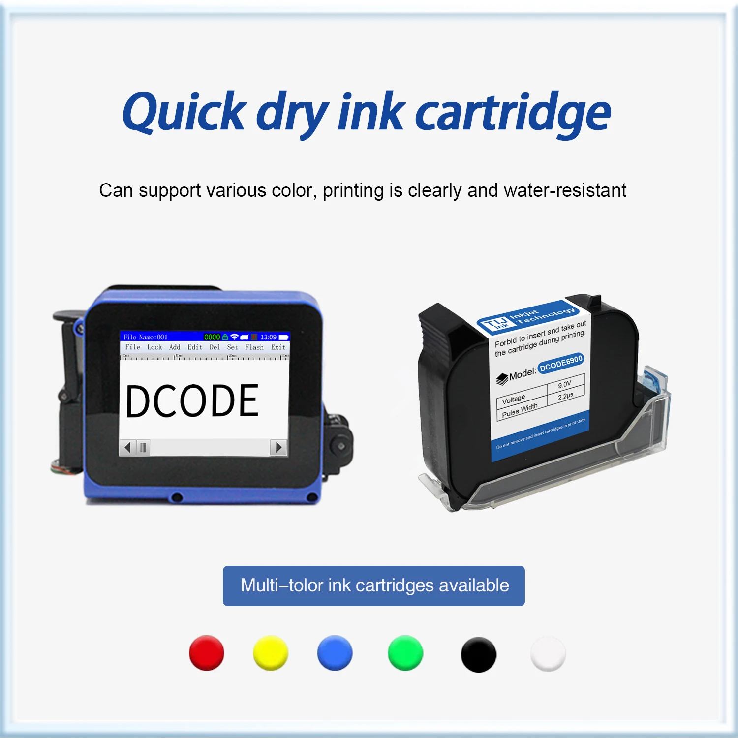 DCODE-Mini imprimante portable DC12, imprimante à jet d'encre fendue, machine de codage de code à barres, image QR, lot, numéro, logo, date, texte, 12.7mm