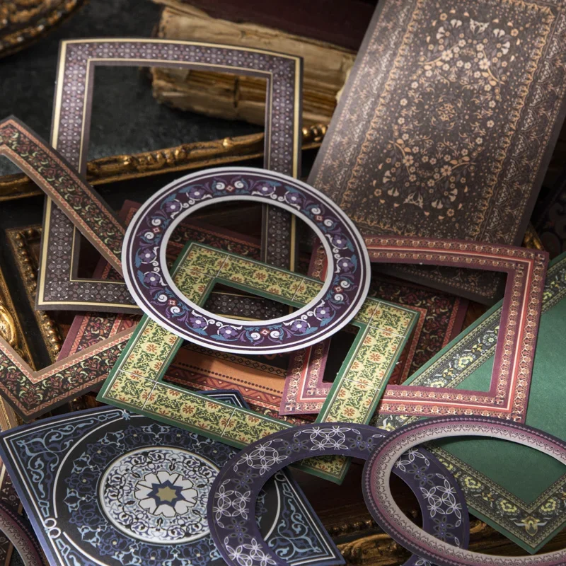 Clássico Vintage Frame Pattern Sticker, Arte Retro Material, Material Escolar, Decoração, Papelaria, 137x85mm, 30Pcs