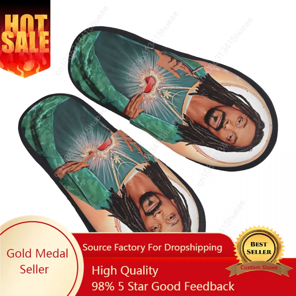 

Saint Jesus Snoop Dogg Guest Slippers for Bathroom Women Custom Print Music Rapper House Slipper