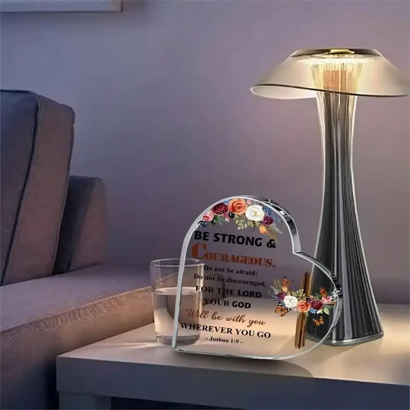Christian Acrylic Plaque with Joshua Bible verse, Table Centerpiece for Party Decor, Perfect Gift for Religious Boy Girl