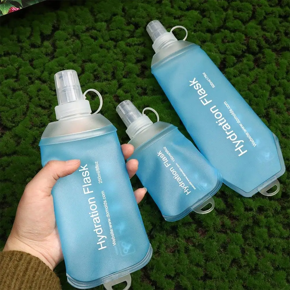 Soft Flask Folding Water Bottle Hiking Water Bag Blue Collapsible Water Bottle TPU Sport Water Bottle Running