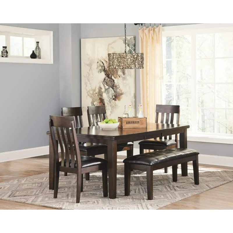 Haddigan Traditional Rectangular Dining Extension Table, Seats up to 8, Dark Brown