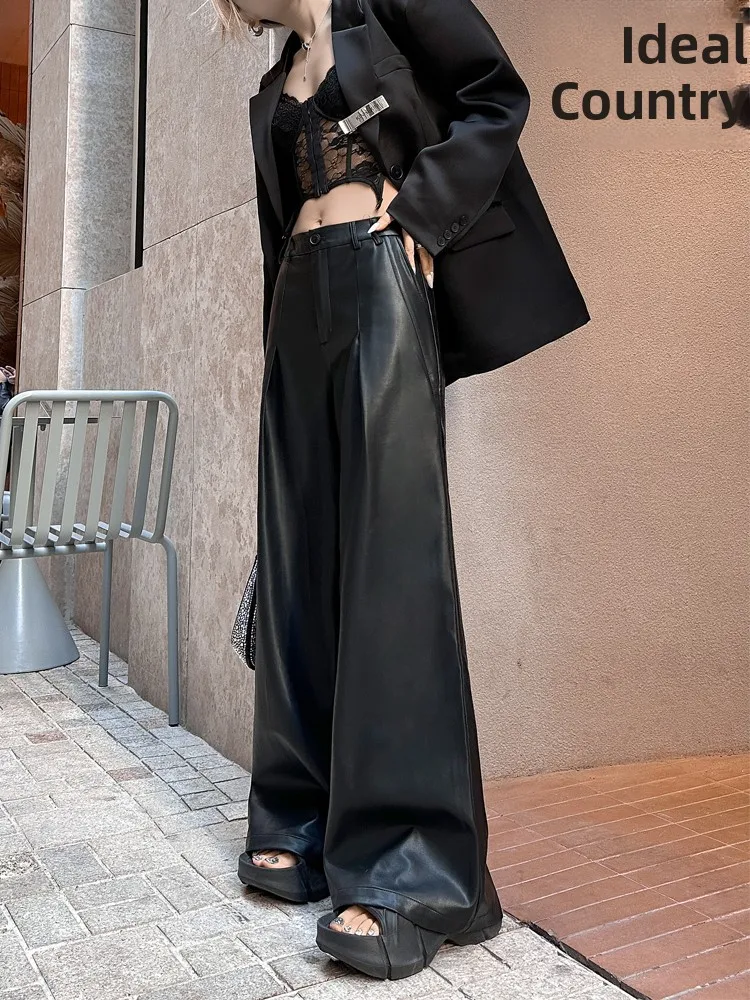 

Матовые широкие брюки Bla, женские брюки прямого кроя, осень-зима, новые универсальные брюки с низкой талией для похудения длиной до пола