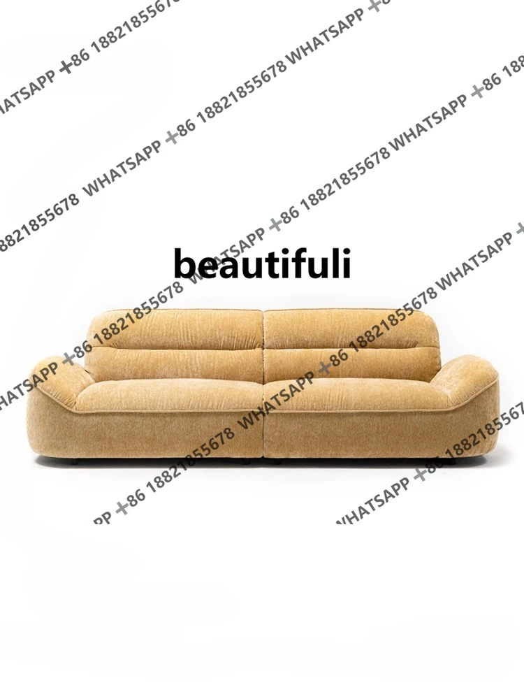 

Minimalist Concept Sofa French Retro Style Fabric Straight Row Living Room Three-Seater Modern Simple Cream Style
