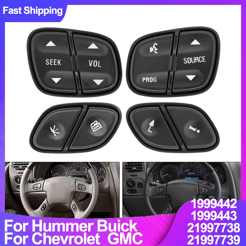 1999442 21997739 For Chevrolet GMC Hummer H2 Buick Steering Wheel Audio Multifunction Control Switch Button Replacement Parts