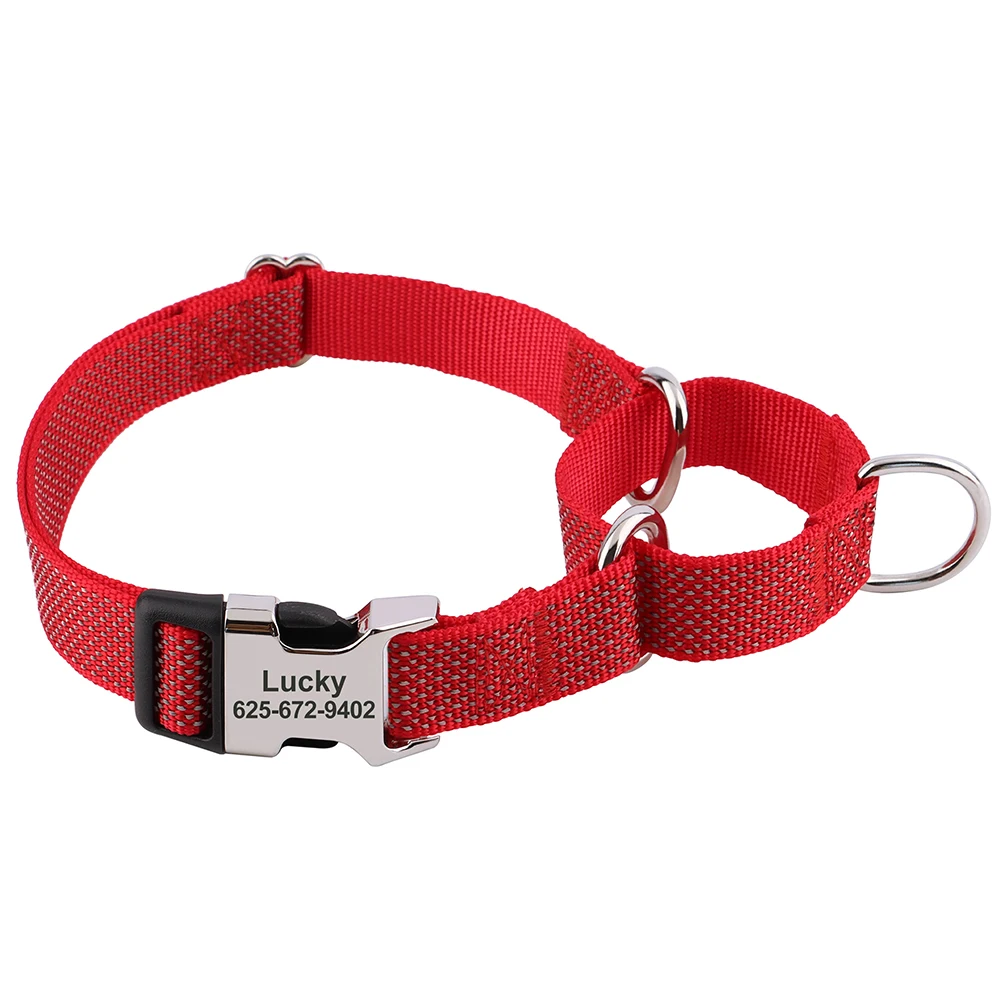 Reflective Nylon Dog Collar Personalized Buckle Anti-Punch Collars for Small Medium Large Dogs Training Anti-lost Free Engraving
