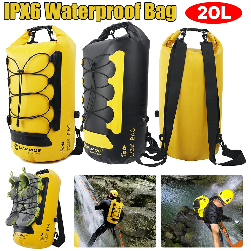 20L Insulated Backpack Dry Wet Separation Roll Top Closure Sack Large Capacity Lightweight For Kayaking Rafting Boating Knapsack