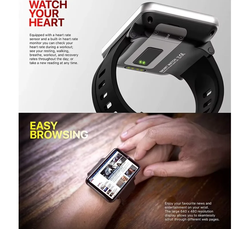 2025 DM100 4G Smart Watch 2.86" HD Touch Screen MTK6739 Quad Core 32GB+2700mAh Dual Camera GPS Bluetooth Waterproof Smartwatch