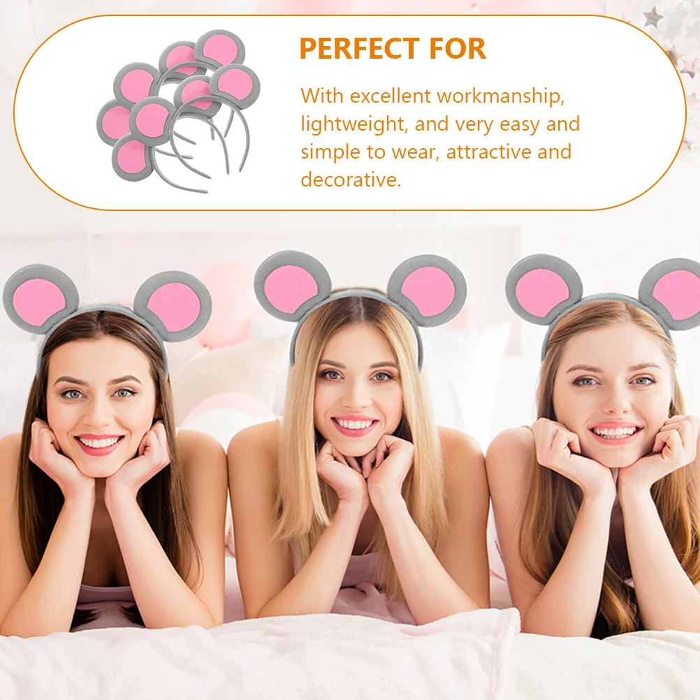 4 個ハロウィン動物耳カチューシャ女性ヘアバンドグレーマウス耳生地ヘッドバンドコスチュームアクセサリー