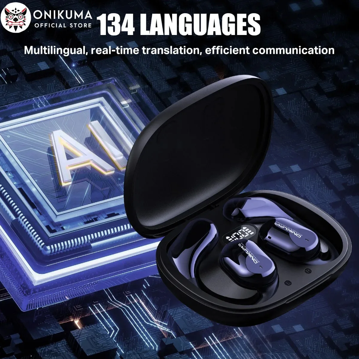 ONIKUMA T209 auricular traductor inteligente en tiempo Real traducción AI 134 idiomas inalámbrico colgante estilo oreja auricular Bluetooth