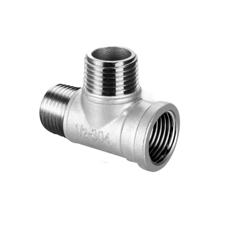 304 Stainless Steel Male Female Thread Tee Connector BSPT Pipe Connector Fitting 1/4\