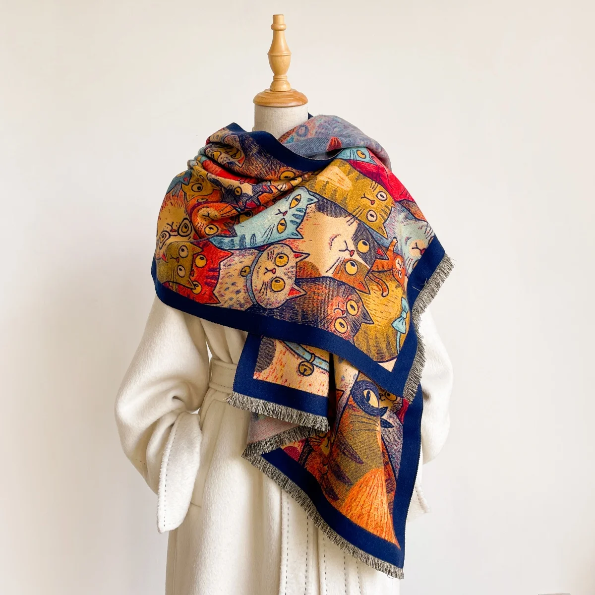 Print Scarf Pashmina Shawl Hijab Cashmere Bandana Wrap Turban Tassel Neckerchief Soft Versatile Stylish For Outdoor Festival