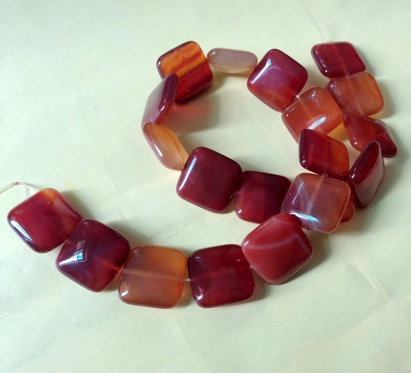 Natural A Quality Red Carnelian Beads Red Agate 16mm 20mm Square Bead Gem Loose Beads For Jewelry Making,1strand 15.5