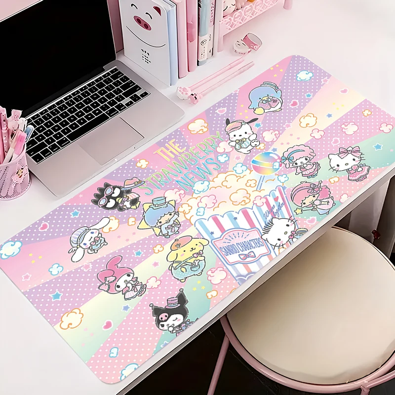 Desk Mat Office Anime Mouse Pad Kawaii C-Cinnamorolls 900x400 Laptop Locking Edge Carpet Rubber Gaming Mousepad PC Keyboard Mats