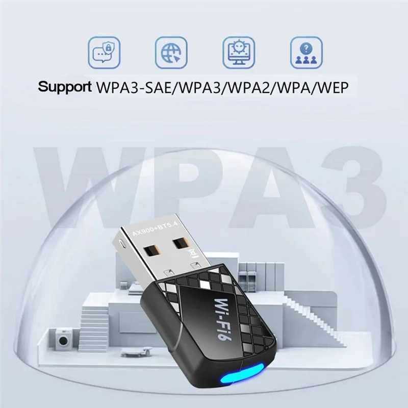 ABMF-AX900 USB Wifi 6 Bluetooth 5.4 어댑터 2In1 동글 듀얼 밴드 2.4G 및 5Ghz 네트워크 무선 수신기 W10/11용 드라이버 무료