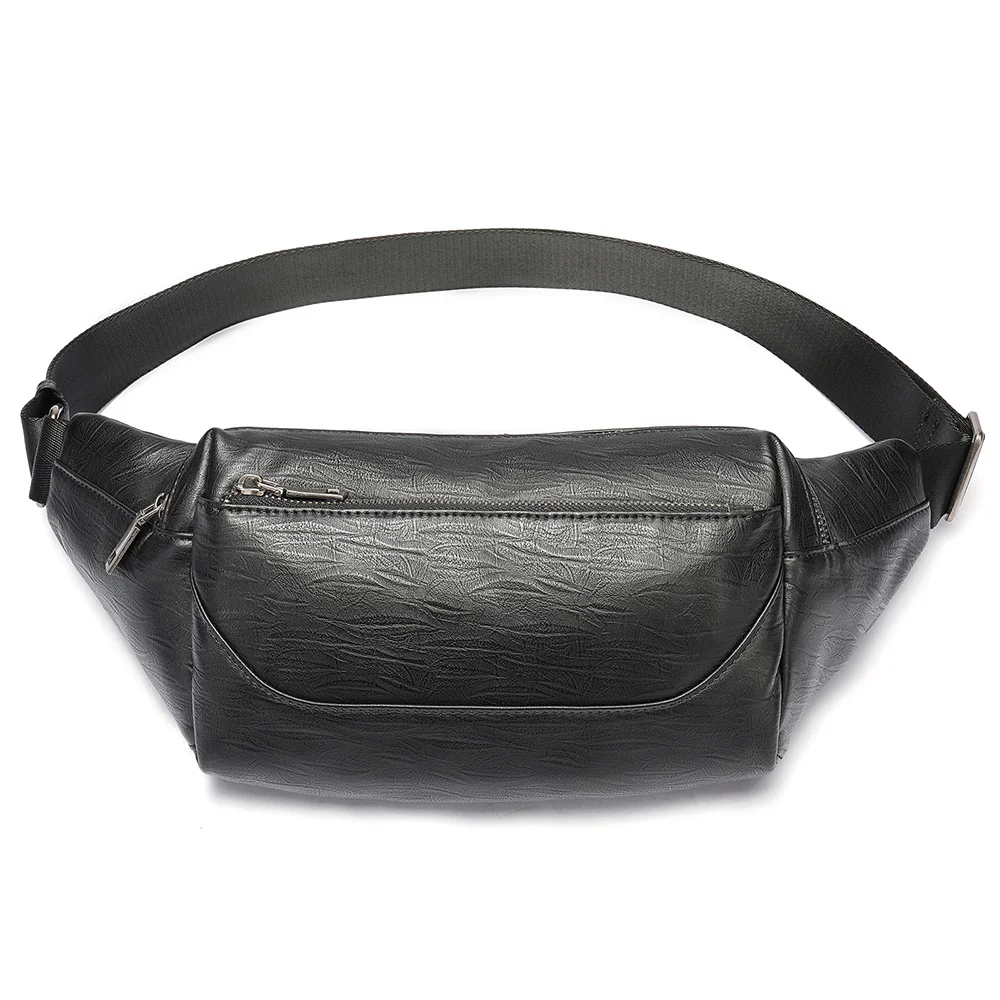 Chest Bag For Men Genuine Leather Shoulder Messenger Crossbody Bags Black Waist Pack Business Travel Sling Side Bag Sport