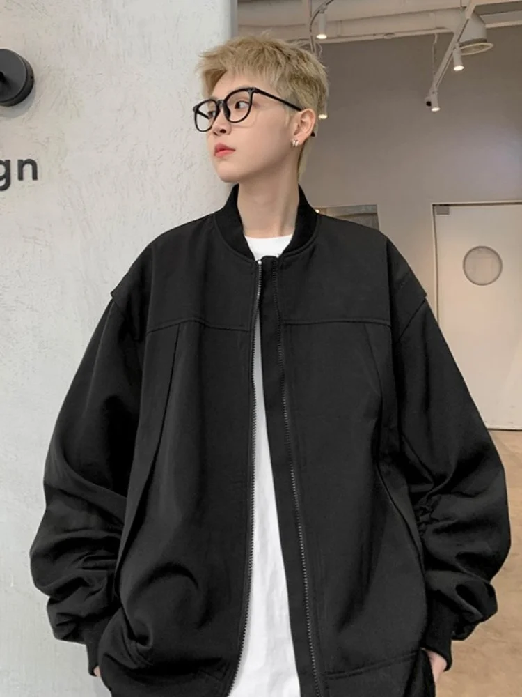 

Свободная американская бейсбольная куртка для мужчин, молодежная, повседневная, ветрозащитная, на молнии, с боковыми карманами