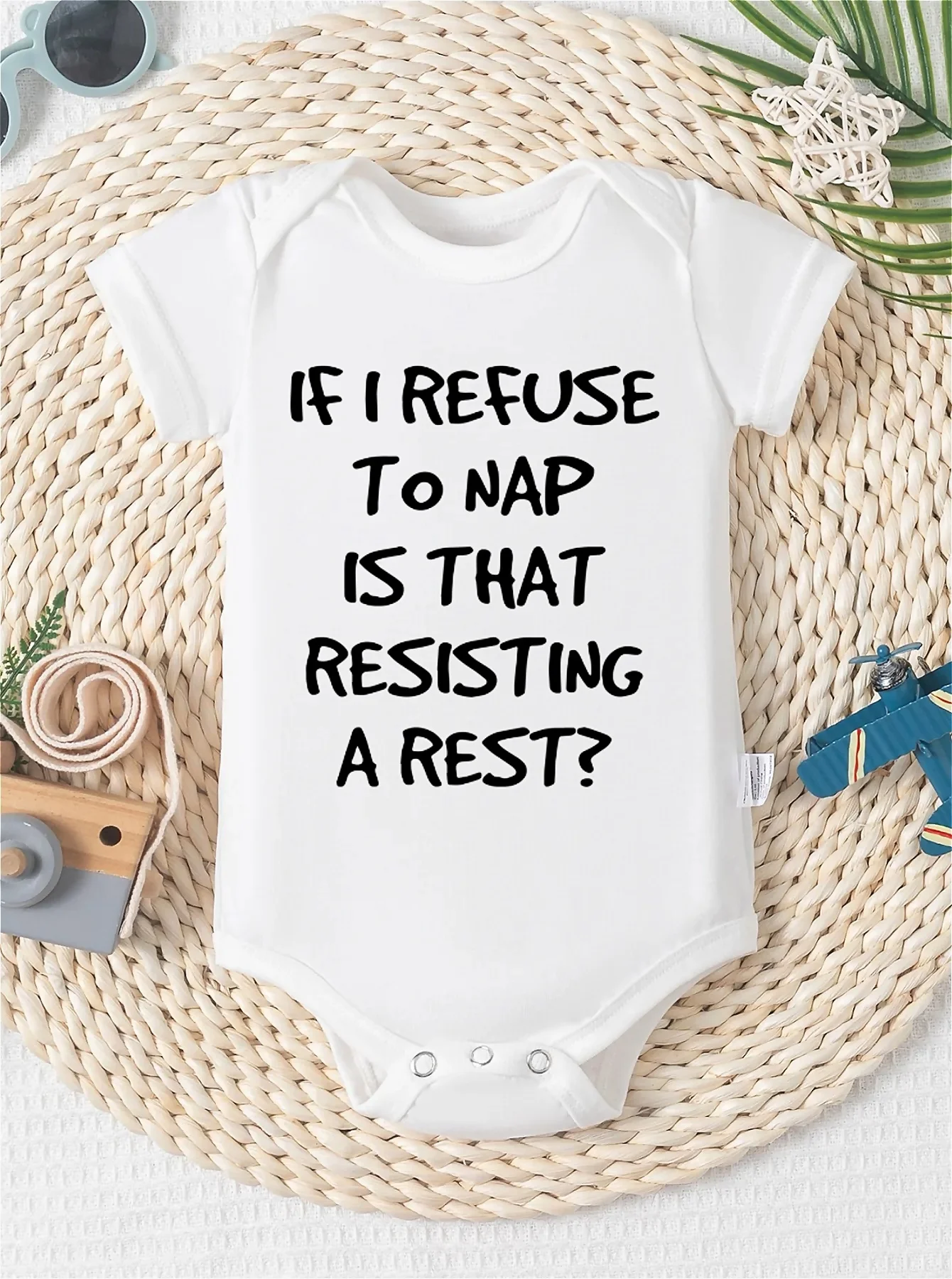 

If I Decline to Take a Nap, Does That Mean I'M Opposing Rest New Style Bodysuit for Summer, Short-Sleeved Triangle Crawling Sui