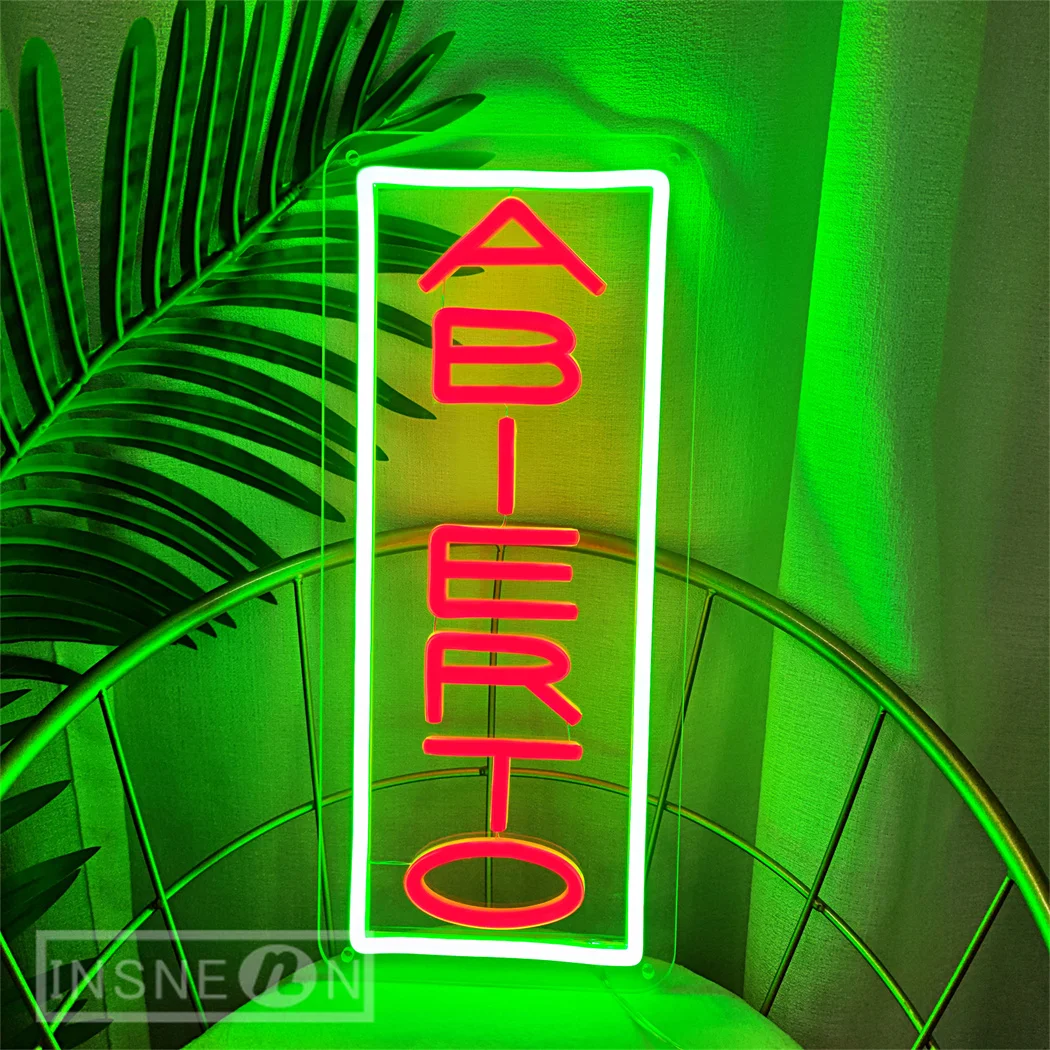 Imagem -05 - Sinal Led Neon para Wall Decor Sinal de Néon Espanhol para Coffee Shop Studio Room Disco Club Bar e Restaurante Placa Aberta para Negócios