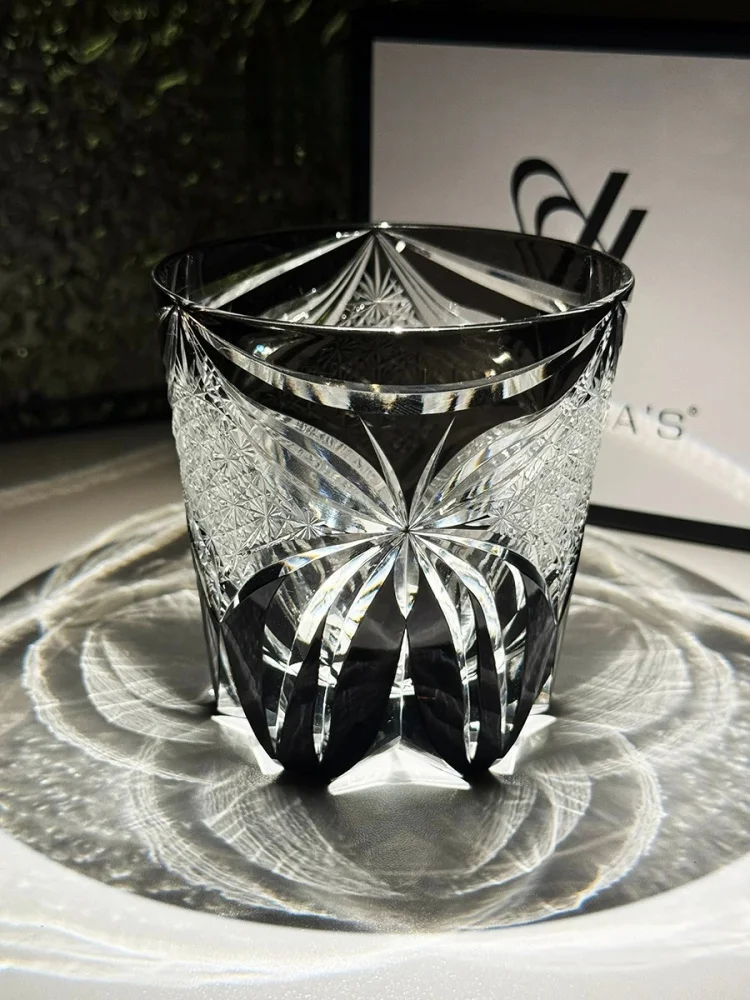 Dropshipping Butterfly Design Japanese Edo Kiriko Glasses Crystal Engraving Whiskey Drinkware Hand to Clear Glass With Gift Box