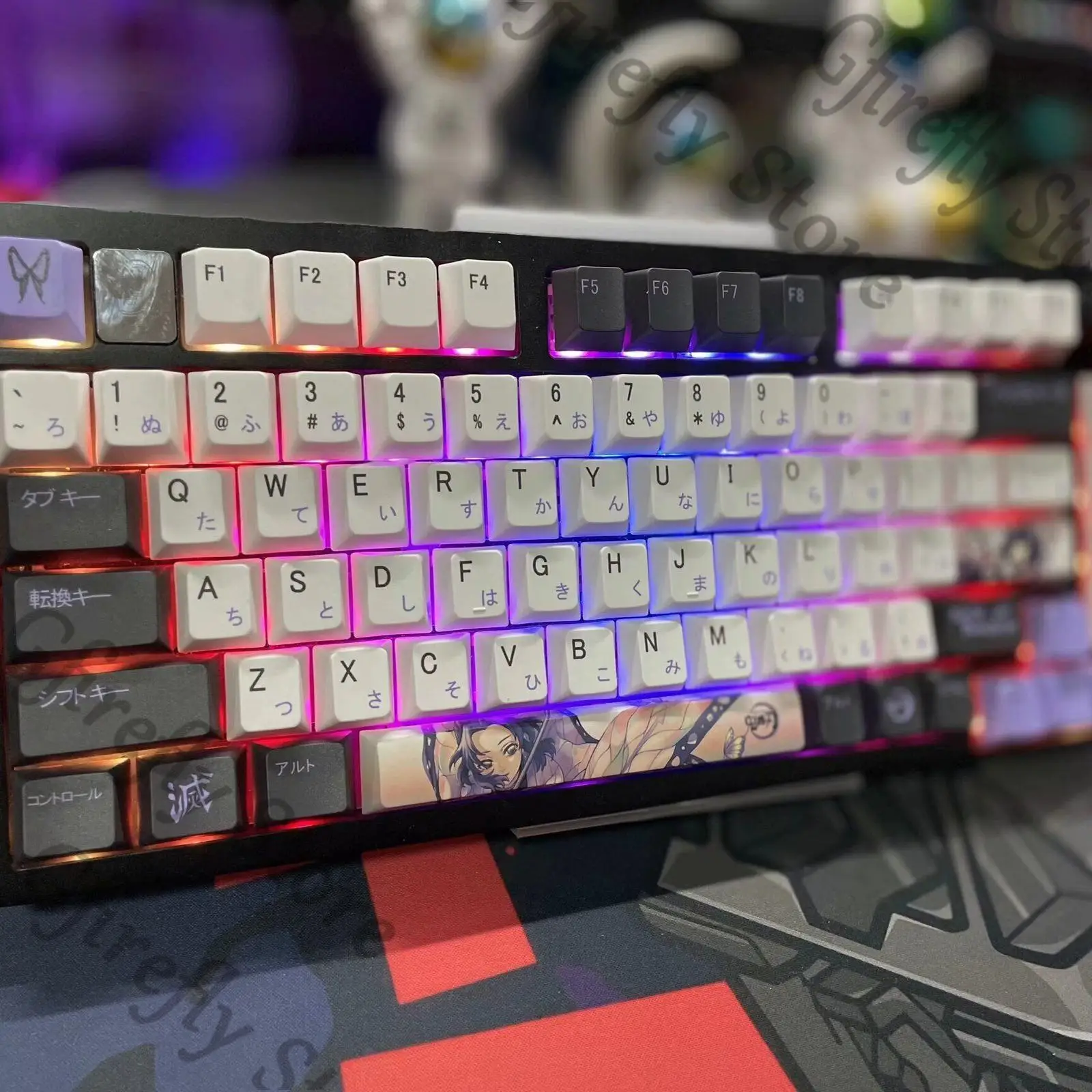 Demon Slayer Cosplay Anime Mechanical Keyboard Keycap Kochou Shinobu Computer Three-dimensional Craft Boys Gifts Mascot