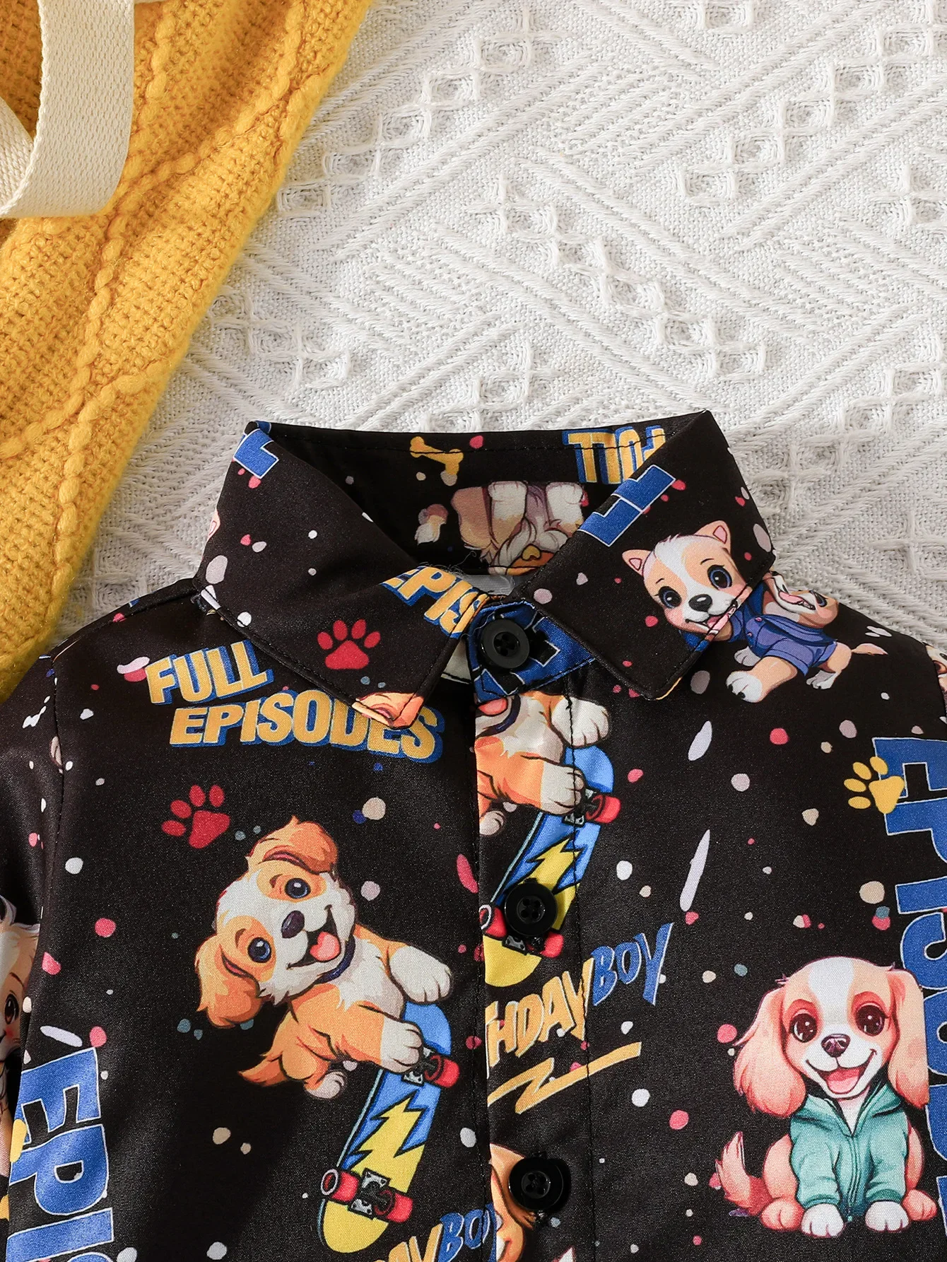 Conjuntos de ropa para recién nacidos, camisa de manga larga con solapa de perro de dibujos animados, Tops y pantalones vaqueros, ropa informal para niños pequeños