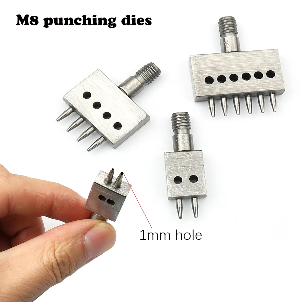 1Pcs M8 Thread Punch Dies 1mm Hole 4mm/5mm/6mm Spacing Leather Row Hole Punching  for Hand Press Perforated Round Stitching Cut