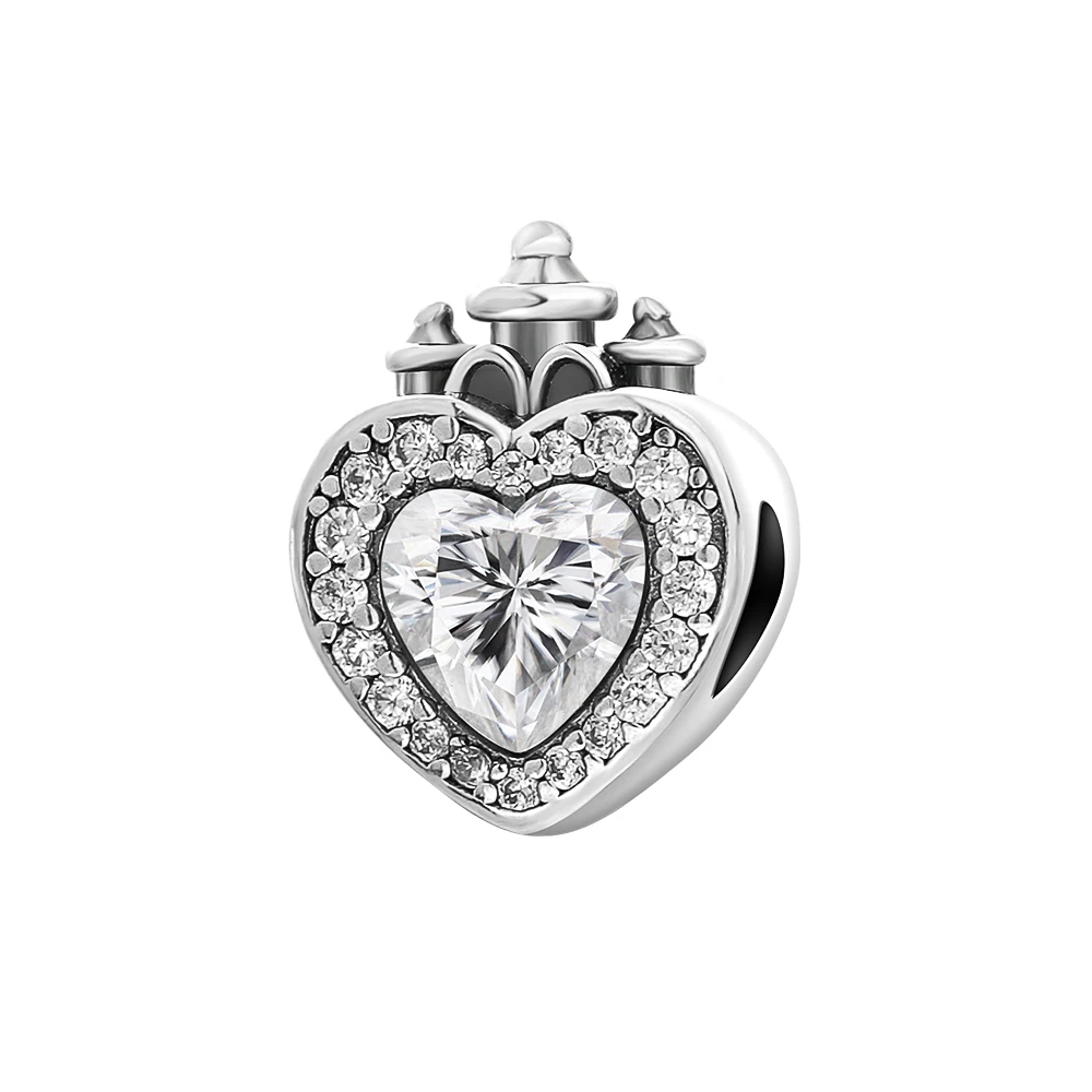 New hot White series zircon Beads Shining Love Charm Fit Original Bracelet Accessories Women DIY Jewelry 925 Silver Pendant Gift