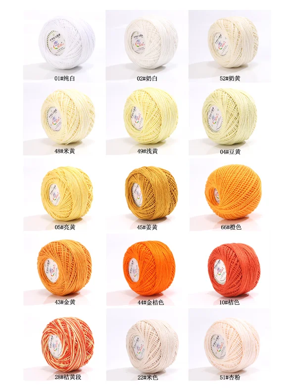 Retail 50g/ball 8# 10ply DIY Colorful Thin Lace Yarn Crochet Yarn 100% Cotton Yarn Hand Knitting Thread Sewing Machine Line