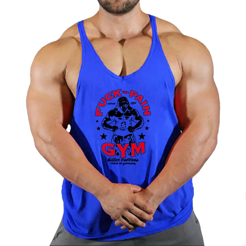 Brand Vest Muscle Fashion Gym Mens Back Tank Top Sleeveless Stringer Clothing Bodybuilding Singlets Fitness Workout Sport Shirt