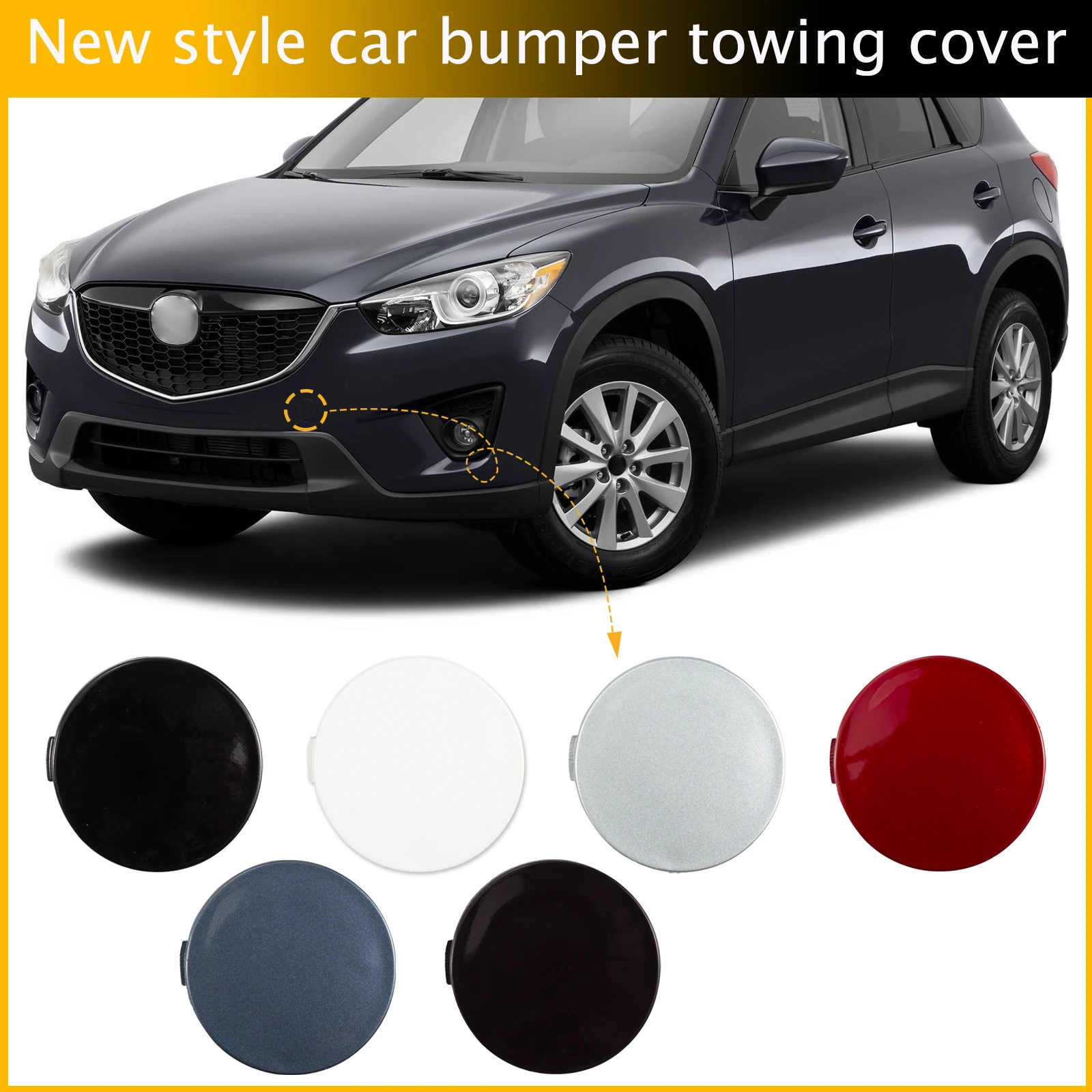 

Front Bumper Tow Hook Cap Towing Eye Cover For Mazda CX-5 2013-2016 KD4550A12BB KD45-50-A12-BB Car Accessories