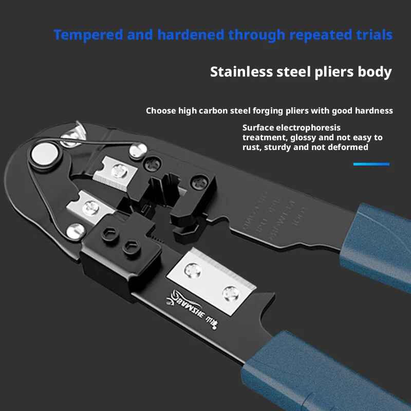 SAMZHE Network Crimping Tool Modular Crimper Networking Wire Tool Kit Cut and Strip Networking Cables Only for 8P8C RJ45