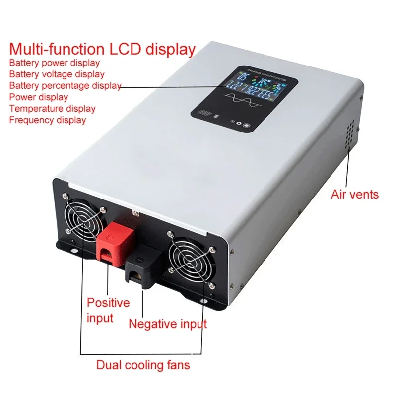 الطاقة 12 فولت 24 فولت 48 فولت 60 فولت 72 فولت 96 فولت إلى 110 فولت 60 هرتز نقية شرط لموجة العاكس 12000 واط 10000 واط 8000 واط محول محولات السيارات الشمسية خارج الشبكة #5