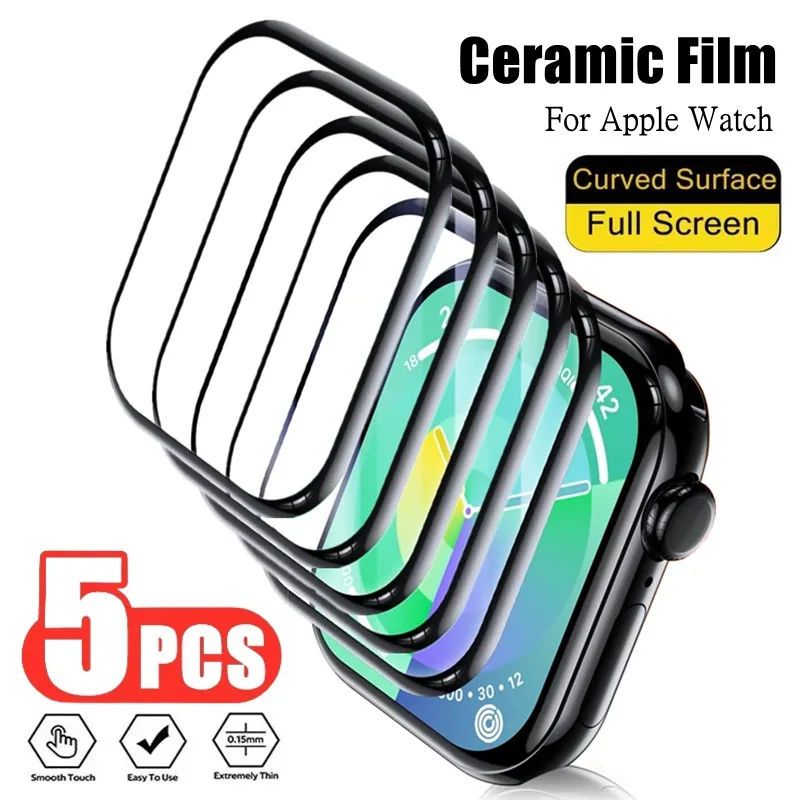 

5Pcs Ceramic Film for Apple Watch 10 9 8 7 6 5 46MM 40MM 41MM 42MM 44MM 45MM Screen Protector for IWatch Ultra 49MM Not Glass