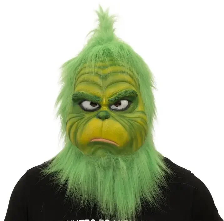 2026 Cute How Christmas Green Haired Cosplay Mask Latex Halloween XMAS Full Head Latex Mask Cosplay Costume