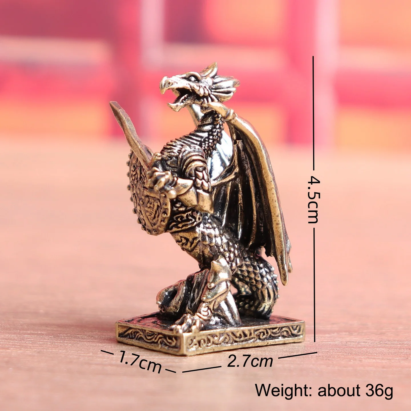 Dragon Warrior Figurines Miniatures Brass Desktop Ornaments Retro Metal Animal Solider Model Crafts Home Decoration Accessories