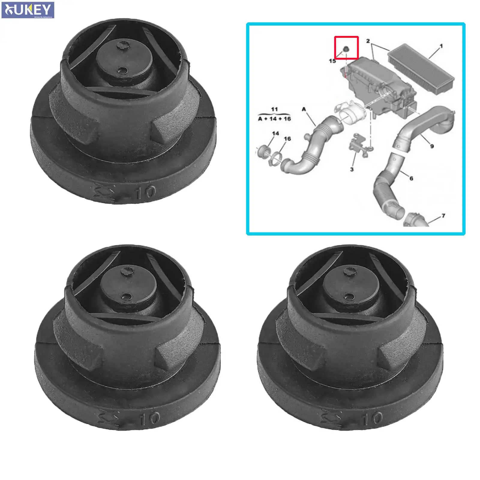 3x Air Filter Box Rubber Grommet Insertion Eyelet Elements for Peugeot 1007 206 207 307 308 3008 5008 Partner 1.6HDI 1422A3