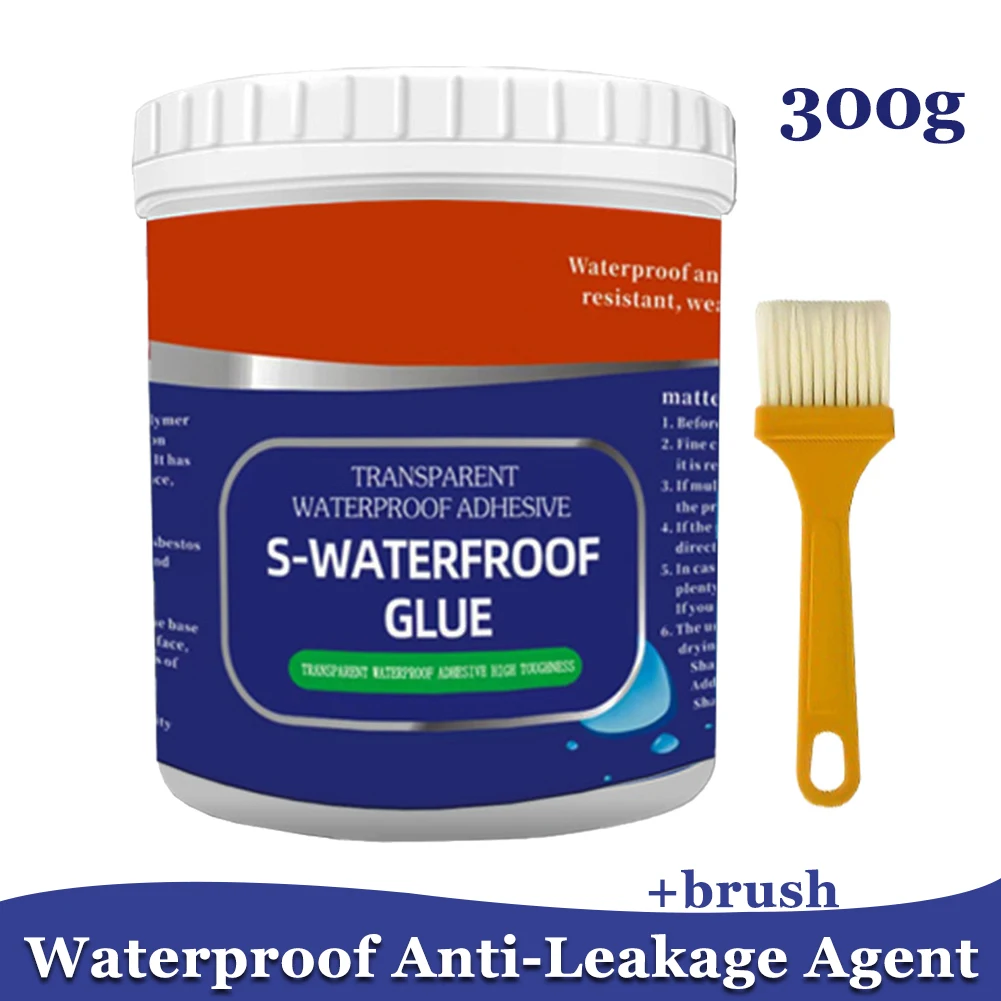 Transparent Waterproof Coating 300g Waterproof Paint Strong Invisible Adhesive Glue For Strong Leakage Prevention Brush Included