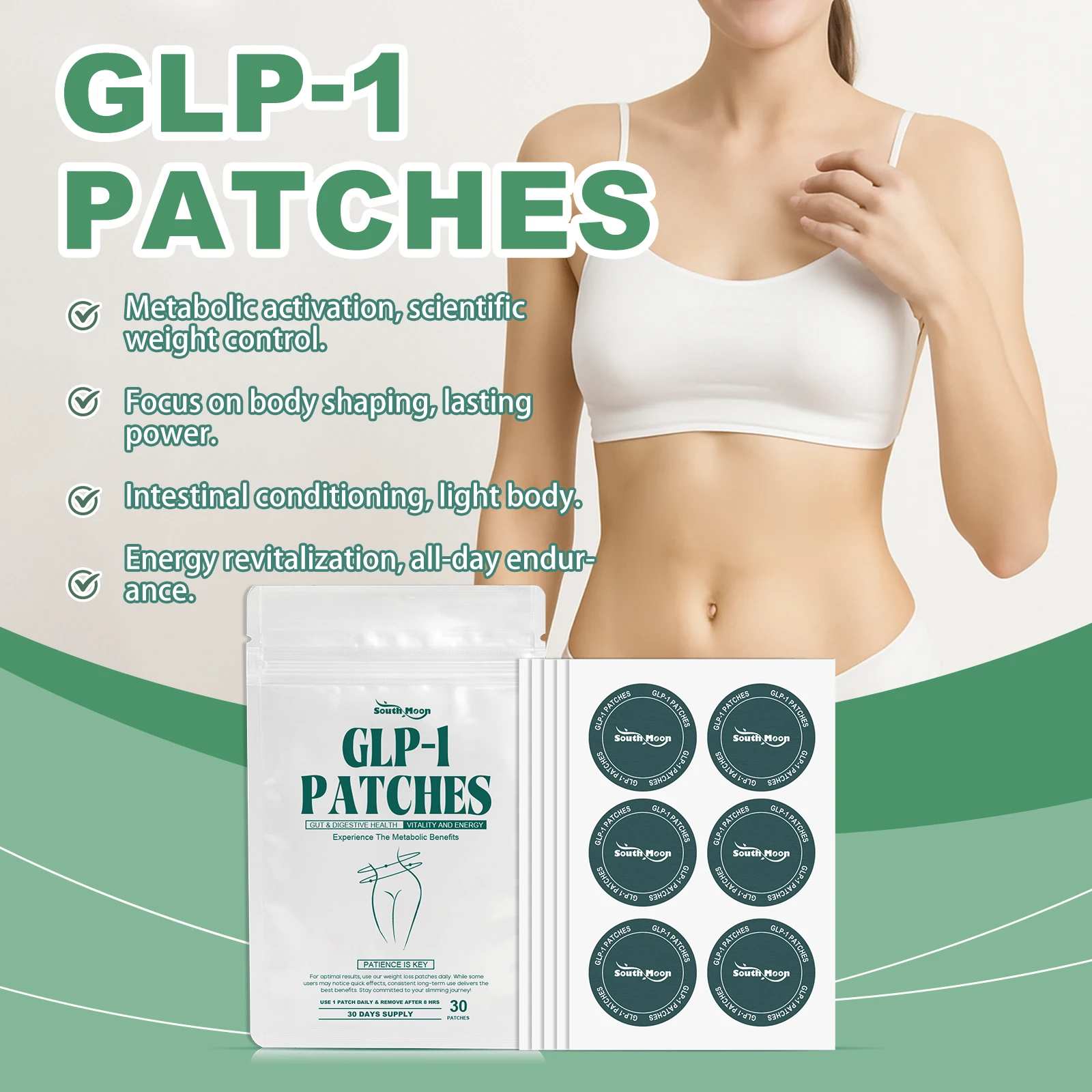 Weight Loss GLP-1 Patch Burning Fat Improve Stomach Appetite Control Slim Belly Thigh Firming Lifting Body Shaping Care Patch