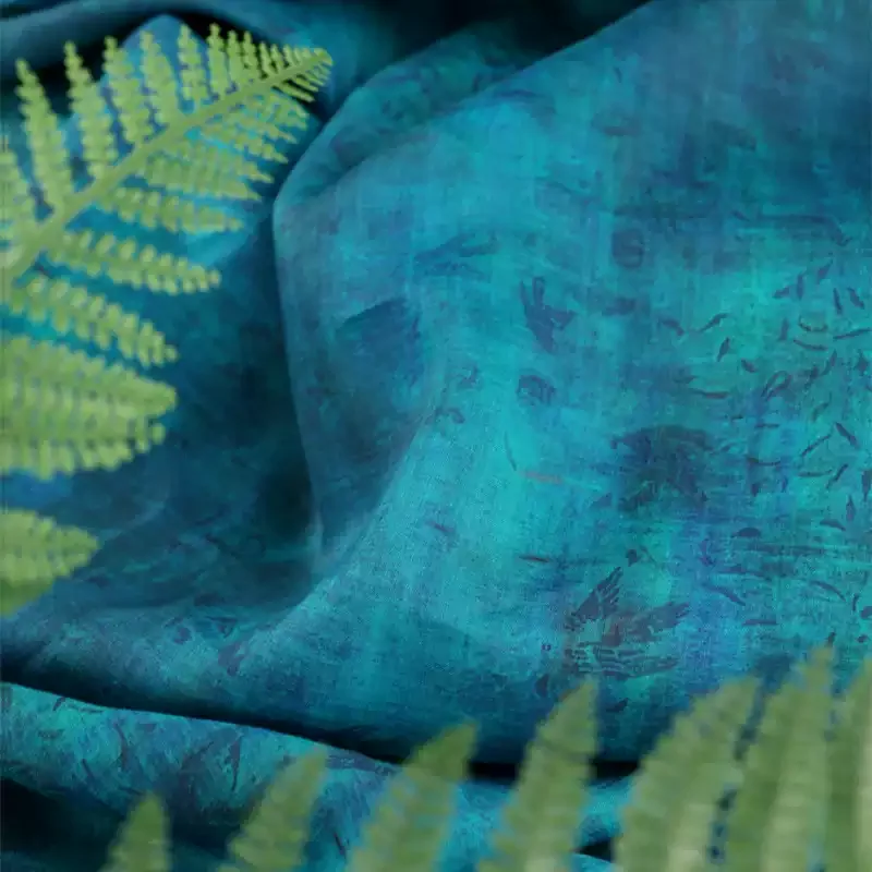 

100% ramie blue printed fabric, used for making clothing and DIY sewing fabrics
