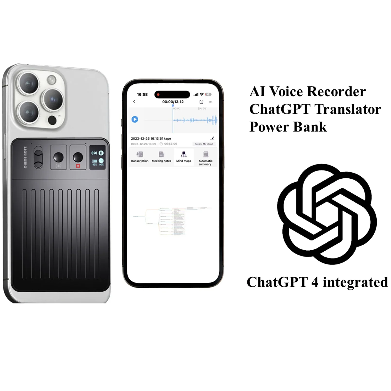 

ChatGPT-4 AI Powered Mini Voice Note Recorder Realtime Translator Device Phone Charging Free Translator Intelligent