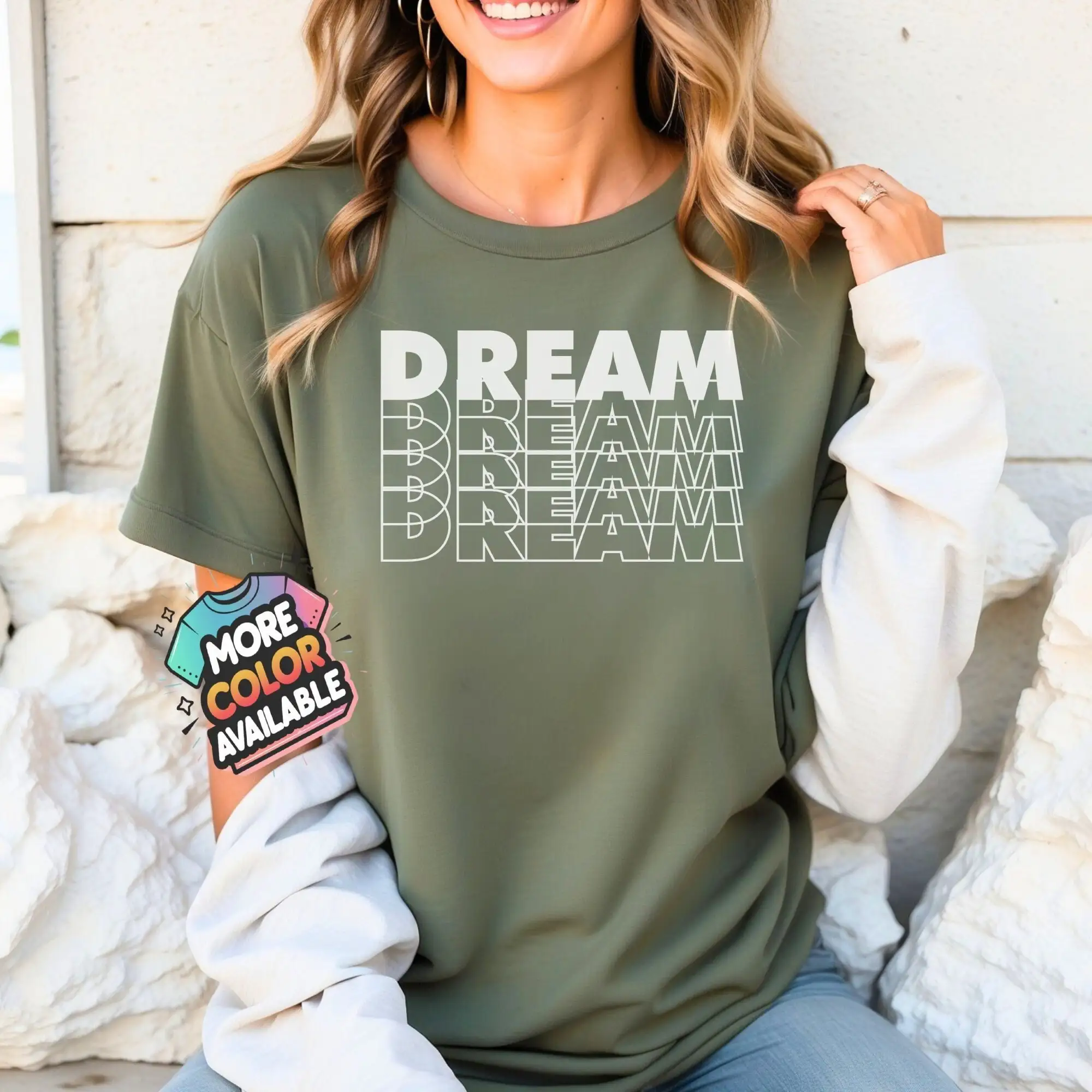 Dream Text T Shirt Black And White Modern Typography Design Casual Fashion Top