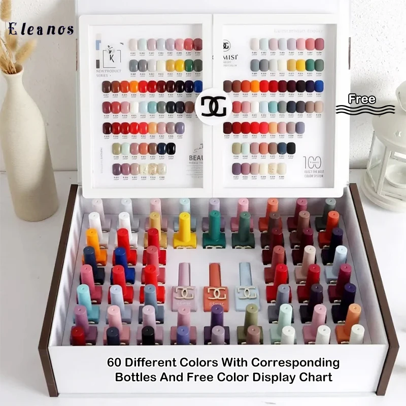 Eleanos-Juego de esmaltes de Gel para uñas, Set completo de 60 botellas diferentes de esmaltes de Gel de colores para manicura artística