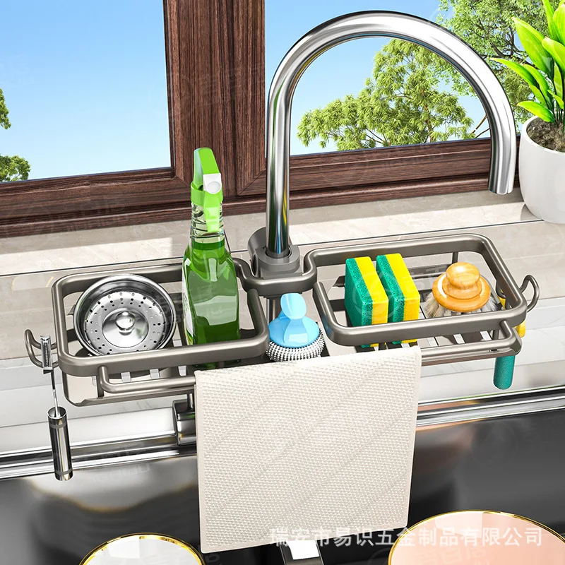 

Kitchen Stainless Steel Sink Drainer Sponge Storage Faucet Rack Towel Rack Shelf Organizer Kitchen Accessories Sink Drain Holder