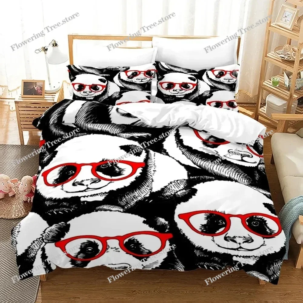 

Panda Bear Bedding Sets Animal Duvet Cover Twin Full Single Size and Pillowcase Home Textile 3D Print Bedclothes for Kids Child