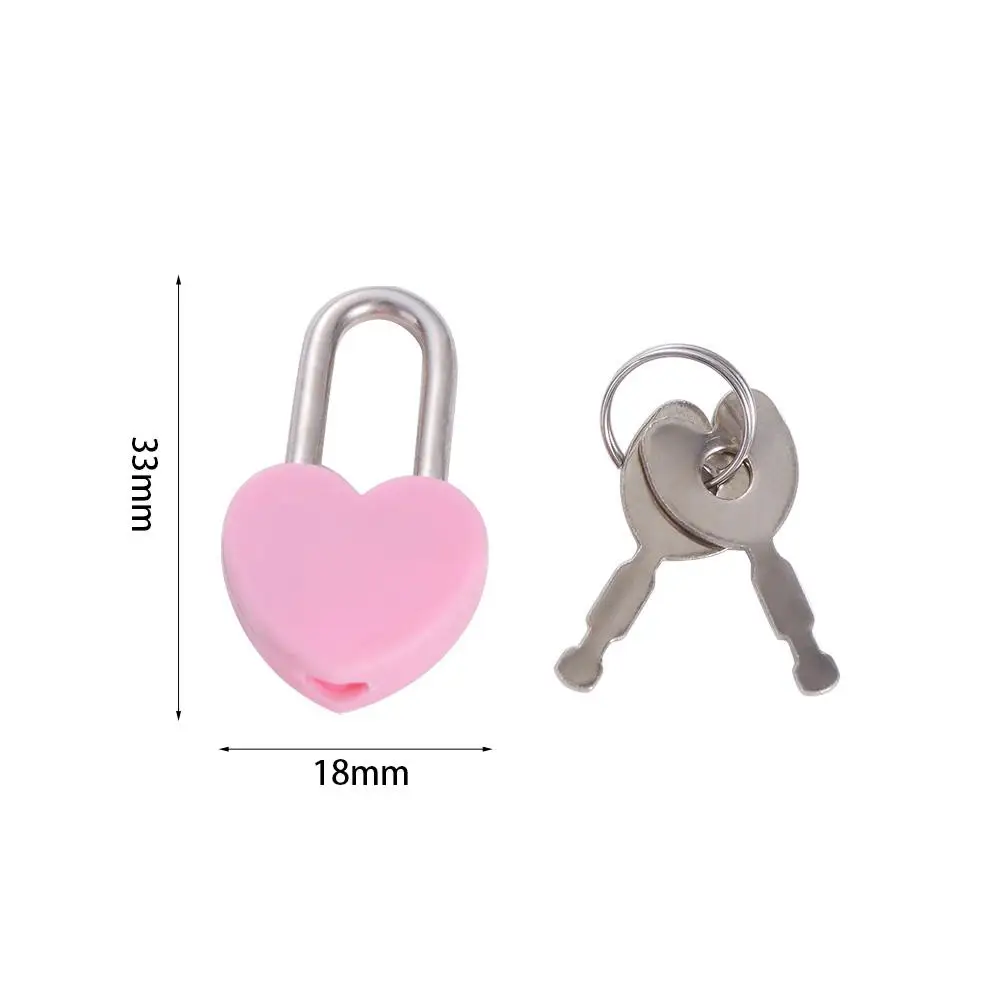 10pcs Vintage Plastic Mini Padlock with 2 Keys Romantic Heart Shape Padlock Cute Antique Style Diary Padlocks Travel