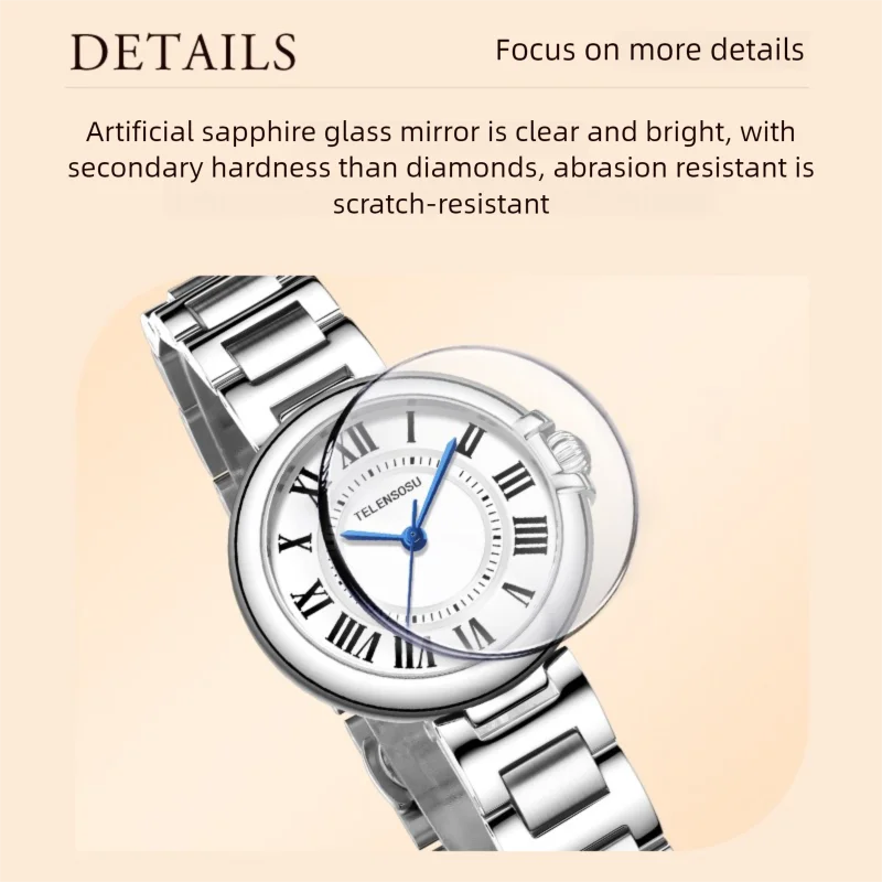 TELENSOSU العلامة التجارية الأعلى أنيقة السيدات الساعات الفاخرة الكوارتز السيدات الساعات فراشة مشبك الراقية مأدبة الساعات reloj 8801