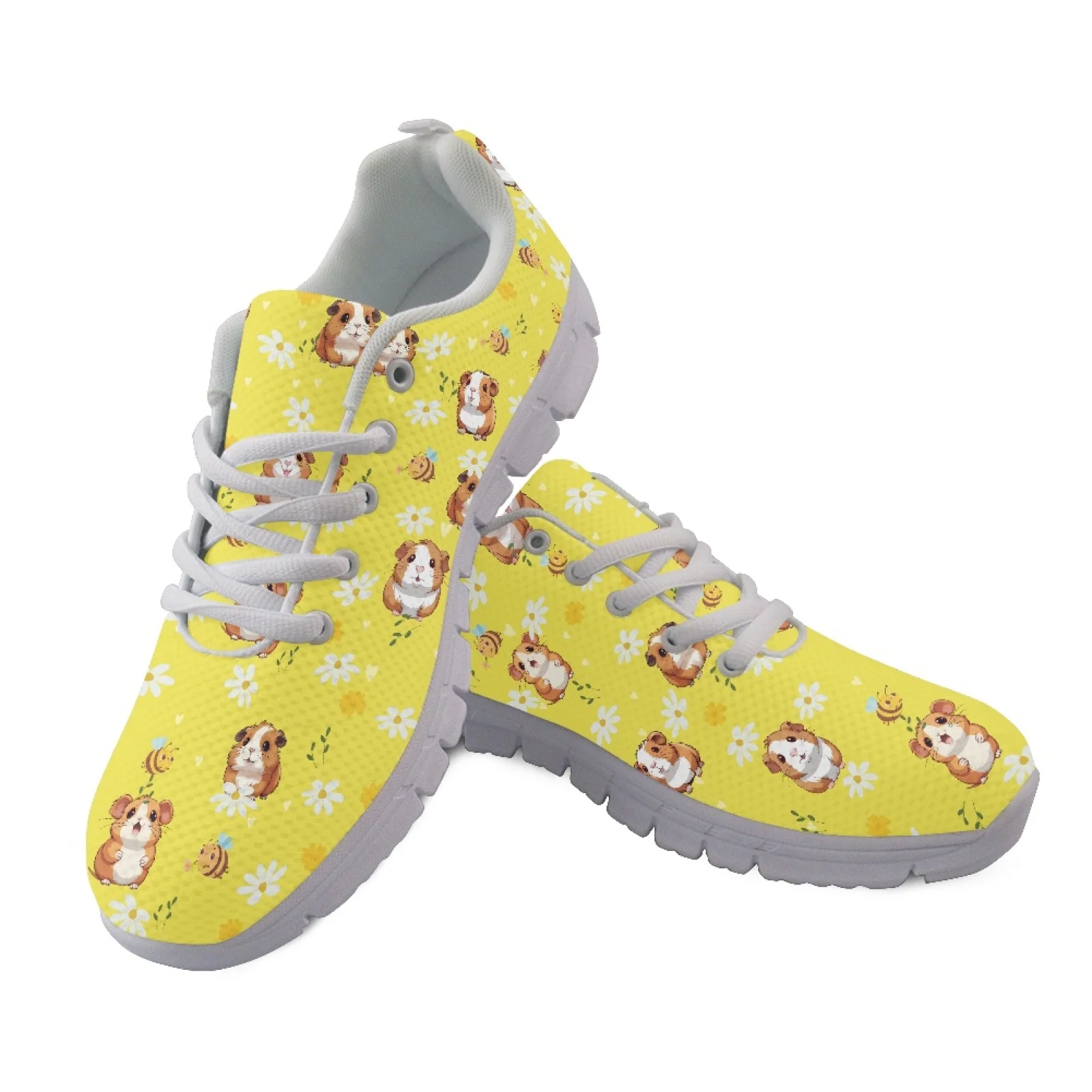 Coloranimal Guinea Pig Daisy Lace Up Running Shoe for Men Mesh & EVA Sole Mens Lace Up Athletic Trainers for Tennis